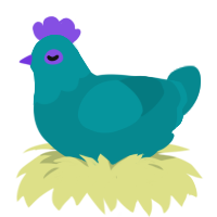 A teal chicken with a head pattern