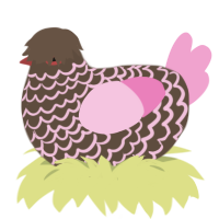 A bark and pink chicken with a lace pattern