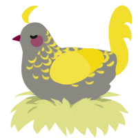 A ash and yellow chicken with a half-lace pattern