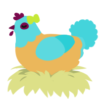 A honey and aqua chicken with a head pattern