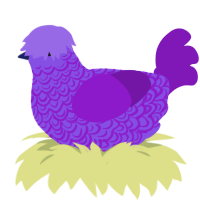 A blurple and violet chicken with a double-lace pattern