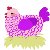 knitting, a rose and amethyst chicken with a lace pattern