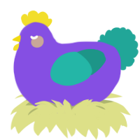 Easter, a blurple and turquoise chicken