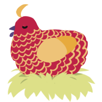 A crimson and honey chicken with a lace pattern
