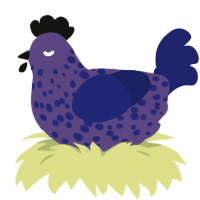 A overcast and navy chicken with a speckle pattern