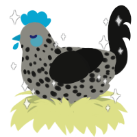 A ash and black chicken with a speckle pattern