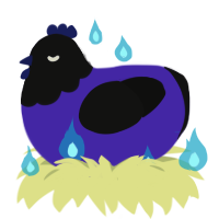行き方, a indigo and black chicken with a head pattern