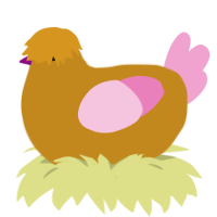 A ochre and pink chicken