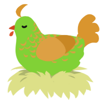 A grass and orange chicken with a half-lace pattern