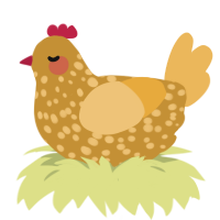 A gold and honey chicken with a speckle pattern