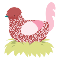 A red and rose chicken with a double-lace pattern