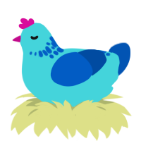 A aqua and ultramarine chicken with a neck-speckle pattern