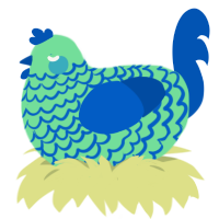 Firework, a spring and ultramarine chicken with a lace pattern