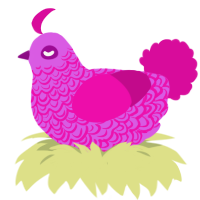 Em, a orchid and fuchsia chicken with a double-lace pattern