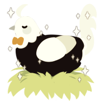champagne, a black and white chicken with a head pattern