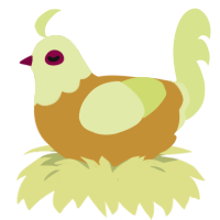 A gold and lemon chicken with a head pattern