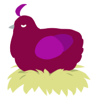 Whisk, a maroon and plum chicken
