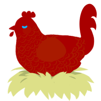 A vermilion chicken with a double-lace pattern