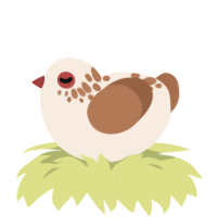 A cream and brown chicken with a neck-speckle pattern