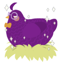 A violet chicken with a lace pattern