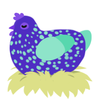 Deep Sea Fish, a indigo and mint chicken with a speckle pattern
