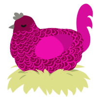A maroon and fuchsia chicken with a double-lace pattern
