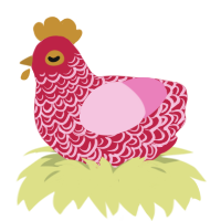 A crimson and pink chicken with a double-lace pattern