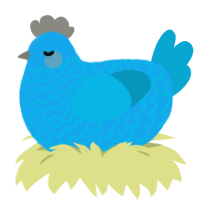 A sky and cerulean chicken with a lace pattern