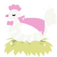 A white chicken with a bar pattern