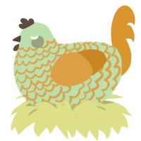 A gluppy and orange chicken with a lace pattern