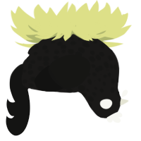 The Glitch, a sable and black chicken with a speckle pattern