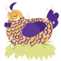 A honey and indigo chicken with a lace pattern