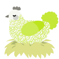 A white and lime chicken with a double-lace pattern