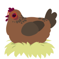 A brown and bark chicken with a neck-speckle pattern