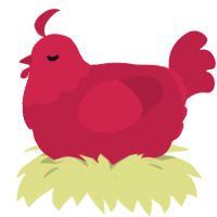 A crimson chicken with a head pattern