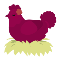 A maroon chicken with a head pattern