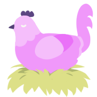 A lavender chicken with a head pattern
