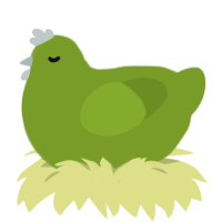 A chartreuse chicken