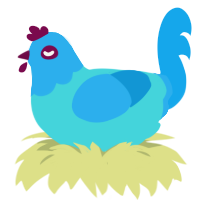 A aqua and sky chicken with a head pattern