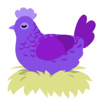 Bronze Berry, a blurple and violet chicken with a half-lace pattern