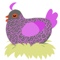 A grey and orchid chicken with a double-lace pattern