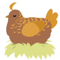 A brown and orange chicken with a half-lace pattern