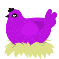 A amethyst chicken with a speckle pattern