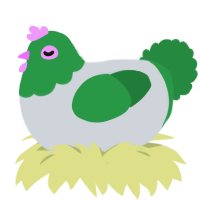 A mist and viridian chicken with a head pattern