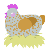 Early Gray, a silver and gold chicken with a speckle pattern