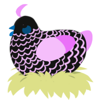 A black and lavender chicken with a lace pattern