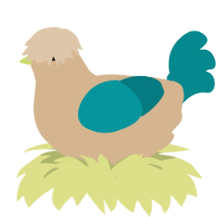 A beige and teal chicken