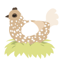 A beige and cream chicken with a speckle pattern