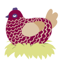 Moss, a maroon and beige chicken with a lace pattern