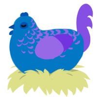 A sapphire and blurple chicken with a half-lace pattern